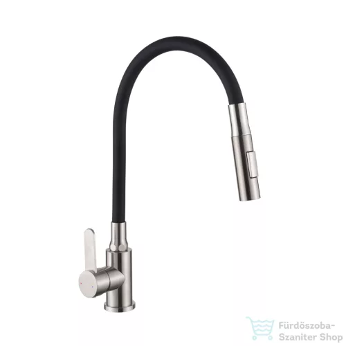 Invena DALIS SLIM konyhai csaptelep, 2-funkciós, rugalmas kifolyócsővel, fekete-inox BZ-64-043-L
