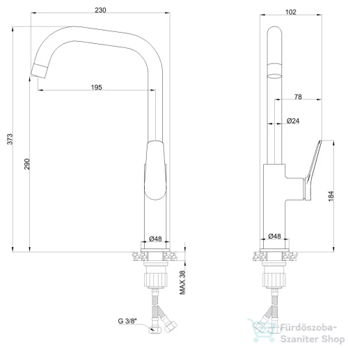 Invena ALONIA konyhai csaptelep, szálcsiszolt arany BZ-70-009-V