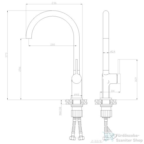 Invena KALITEA mosogató csaptelep,matt fekete BZ-72-004-V