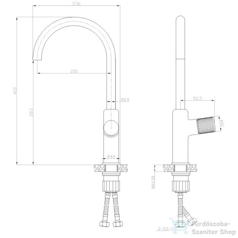 Invena MOONLIGHT mosogató csaptelep,fekete/rózsa arany BZ-77-014-V