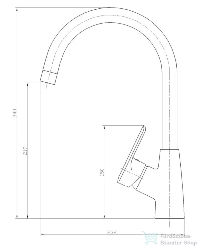 Invena konyhai csaptelep, álló, forgatható kifolyóval, fekete BZ-81-L04-X