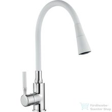   Invena HULA 2 funkciós mosogató csaptelep flexibilis kifolyócsővel,fehér/króm BZ-85-L02-L