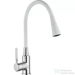   Invena HULA 2 funkciós mosogató csaptelep flexibilis kifolyócsővel,fehér/króm BZ-85-L02-L