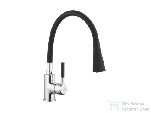 Invena HULA 2 funkciós mosogató csaptelep flexibilis kifolyócsővel,fekete/króm BZ-85-L04-L