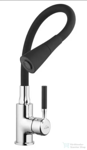 Invena HULA 2 funkciós mosogató csaptelep flexibilis kifolyócsővel,fekete/króm BZ-85-L04-L