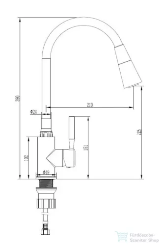 Invena HULA PLUS 2 funkciós mosogató csaptelep flexibilis kifolyócsővel,szürke BZ-85-P05-L