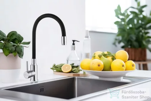 Invena SILVA konyhai csaptelep, flexibilis kifolyócsővel, fekete-inox BZ-86-043-L