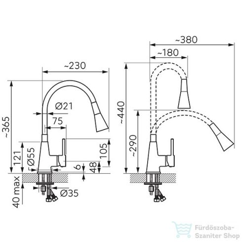 Ferro Zumba II konyhai csaptelep flexibilis kifolyócsővel, ezüst BZA42S