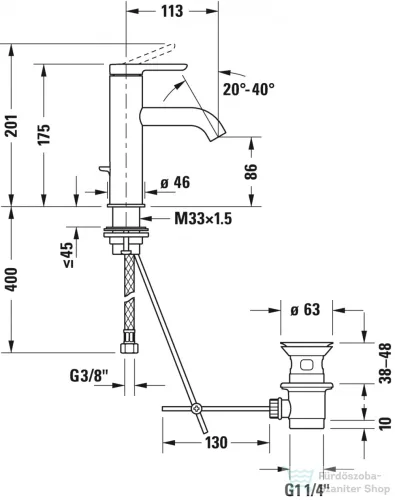 Duravit C.1 M mosdócsaptelep automata leeresztővel,króm C11020001010