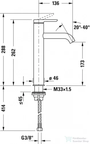 Duravit C.1 L magasított mosdócsaptelep leeresztő nélkül, króm C11030002010