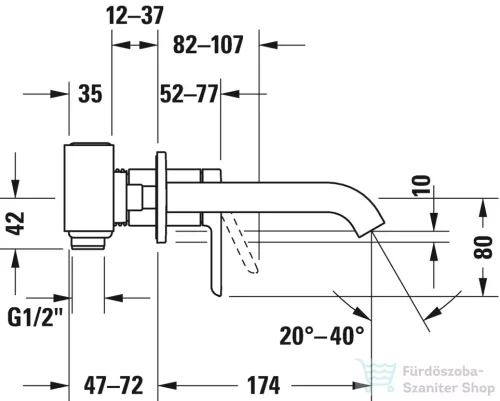 Duravit C.1 falsík alatti mosdócsaptelep, leeresztő nélkül, króm C11070003010
