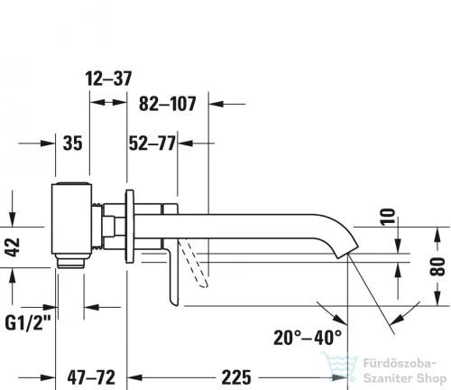 Duravit C.1 falsík alatti mosdócsaptelep 225 mm-es kifolyóval,matt fekete C11070004046