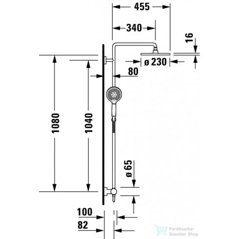 Duravit C.1 falon kívüli zuhanyrendszer, matt fekete C14280007046