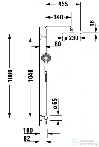 Duravit C.1 falon kívüli zuhanyrendszer, matt fekete C14280007046
