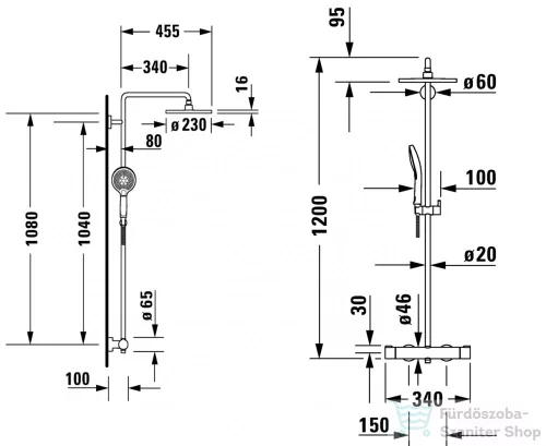 Duravit C.1 termosztátos zuhanyrendszer, matt fekete C14280008046