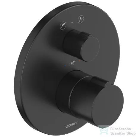 Duravit C.1 falsík alatti termosztátos kád/zuhanycsaptelep kádkifolyó/kézizuhany jelöléssel, matt fekete C15200014046