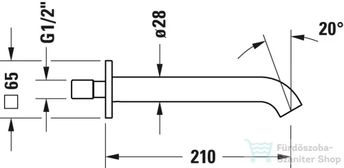 Duravit C.1 210 mm-es kádkifolyó, matt fekete C15240009046