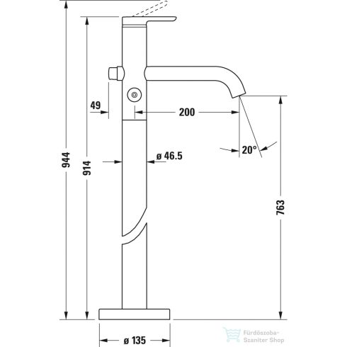 Duravit C.1 szabadon álló kádtöltő csaptelep zuhanyszettel,króm C15250000010