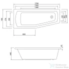 AQUALINE OPAVA kád, láb nélkül, balos, 170x70x39cm, akril C1770