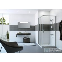   Hüppe CLASSICS 2 80x80x190 négyszögletes, sarokbelépő zuhanykabin, 2 részes tolóajtóval, magasfényű ezüst profilzattal, világos üveggel, Anti-Plaque nélkül C20102 069 321