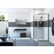   Hüppe CLASSICS 2 80x80x190 negyedköríves tolóajtós zuhanykabin, rádiusz: 500, fényes ezüst profilzattal, világos üveggel, Anti-Plaque nélkül C20601 069 321