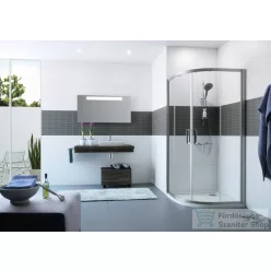   Hüppe CLASSICS 2 80x80x190 negyedköríves tolóajtós zuhanykabin, rádiusz: 500, fényes ezüst profilzattal, világos üveggel, Anti-Plaque nélkül C20601 069 321