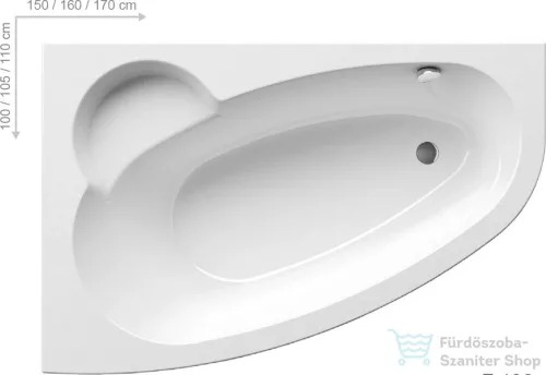 Ravak Asymmetric 150 x 100 bal akrilkád (hófehér) C441000000