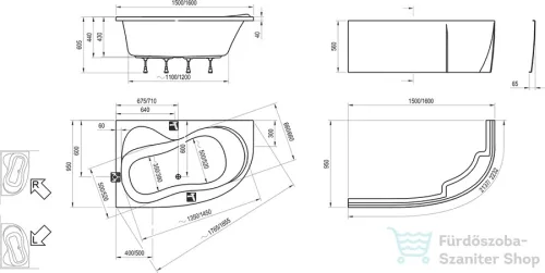 Ravak Rosa 95 150 x 95 bal akrilkád (hófehér) C551000000