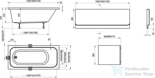 Ravak Chrome kád 150x70 snowwhite C721000000