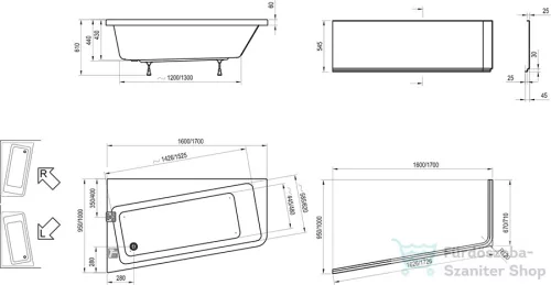 Ravak 10° kád 160x95 jobbos fehér C841000000