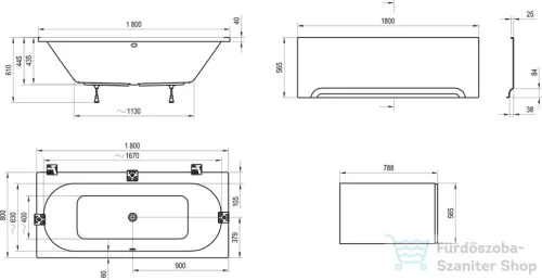 Ravak CITY SLIM kád 180 x 80 fehér C921300000