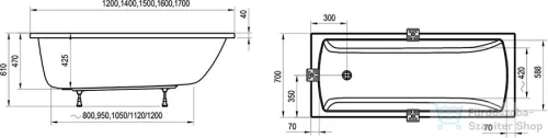 Ravak Classic II 170x70 akrilkád, fehér CC51000000