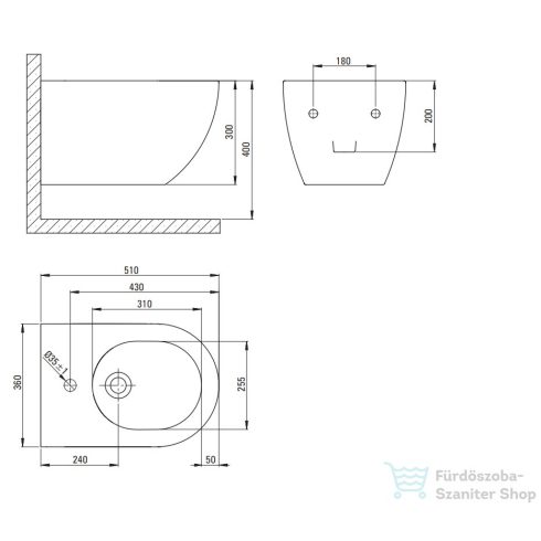 Deante Peonia fali bidé CDE_6BPW