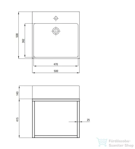 Deante TEMISTO kerámia mosdó 50x50 cm, fekete álló konzollal CDTW6U5S