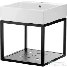   Deante TEMISTO kerámia mosdó 60x50 cm, fekete álló konzollal CDTW6U6S