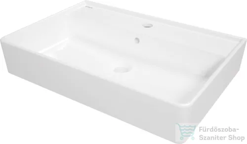 Deante TEMISTO kerámia mosdókagyló, pultra tehető, csaptelep szigettel 61x41 cm, fehér CDT_6U7S