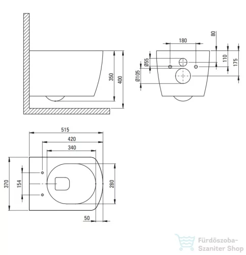 Deante ANEMON fali WC ülőkével, rimless CDZD6ZPW
