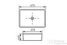 Invena NYKS 47,5x37,5 cm-es pultra ültethető mosdó csaplyuk nélkül,fekete CE-11-005-C