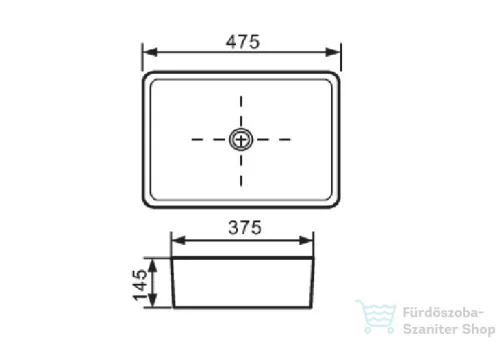 Invena NYKS 47,5x37,5 cm-es pultra ültethető mosdó csaplyuk nélkül,fekete CE-11-005-C