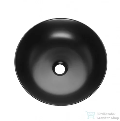 Invena DOKOS 39,5 cm-es pultra ültethető mosdó csaplyuk nélkül,fél-matt fekete CE-19-005-C