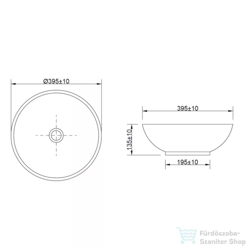 Invena DOKOS 39,5 cm-es pultra ültethető mosdó csaplyuk nélkül,fehér CE-19-011-C