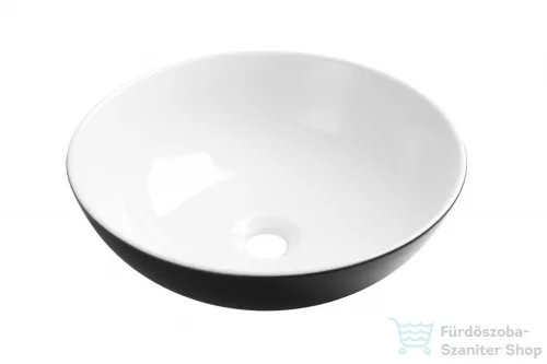 Invena DOKOS 39,5 cm-es pultra ültethető mosdó csaplyuk nélkül,fekete/fehér CE-19-041-C