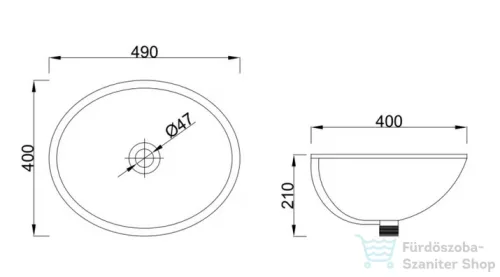 Invena PANDORA 49x40 cm-es alulról beépíthető mosdó,fehér CE-26-001-W