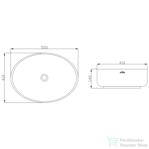 Invena ASTRI 55x41 cm-es pultra ültethető mosdó csaplyuk nélkül,fehér CE-30-001-W