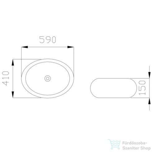 Invena FRESCO 59x41 cm-es pultra ültethető mosdó csaplyuk nélkül,fehér/króm