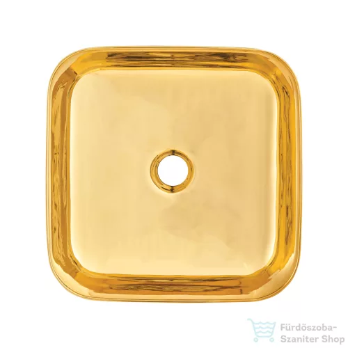 Invena MALAGA 39x39 cm-es pultra ültethető mosdó csaplyuk nélkül,fényes fekete/arany CE-39-027-C