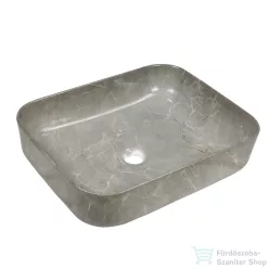   Invena FLORINA 51x40 cm-es pultra ültethető mosdó csaplyuk nélkül,fényes szürke márvány hatású CE-40-705-C