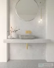 Invena FLORINA 51x40 cm-es pultra ültethető mosdó csaplyuk nélkül,fényes szürke márvány hatású CE-40-705-C