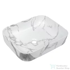   Invena FLORINA 51x40 cm-es pultra ültethető mosdó csaplyuk nélkül,matt fehér márvány hatású CE-40-706-C