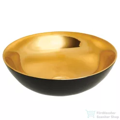   Invena TINOS 39,5 cm-es pultra ültethető mosdó csaplyuk nélkül,fényes fekete/arany hatású CE-43-027-C